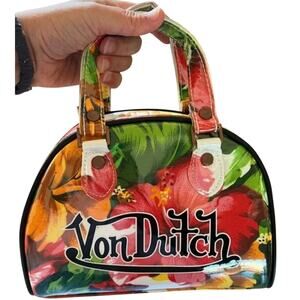 $100 Von Dutch Floral Women's Mini Bowler Bag - Multicolor NWOT